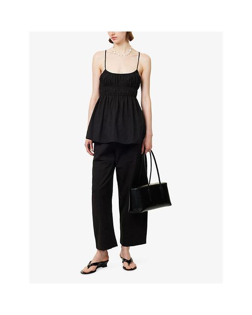 Dissh Black Zahara Ruched Cotton Top