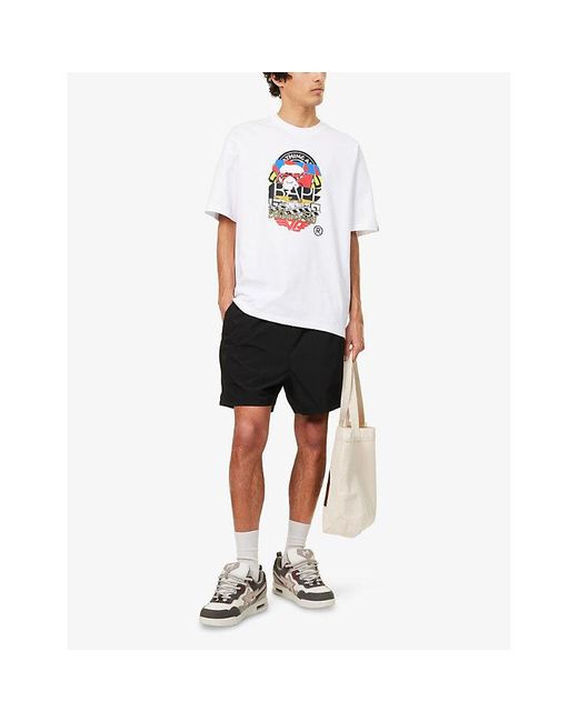 A Bathing Ape Blue One Point Ape-Head Appliqué Swim Shorts for men