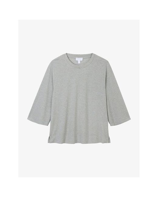 The White Company Gray Sparkle Relaxed-Fit Short-Sleeve Stretch-Woven T-Shirt