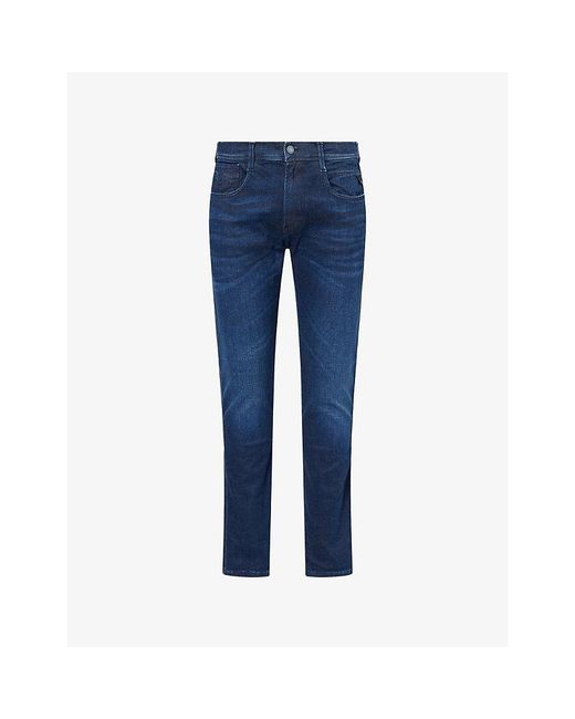 Replay Blue Anbass Tapered-Leg Stretch-Denim Blend Jeans for men
