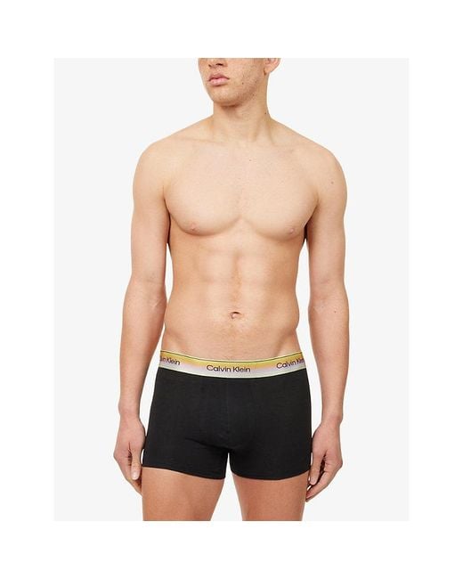Calvin Klein Black Pride Branded Stretch-Cotton Trunks for men