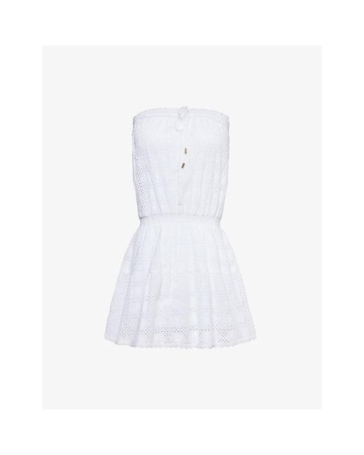 Melissa Odabash White Colette Strapless Cotton Mini Dress