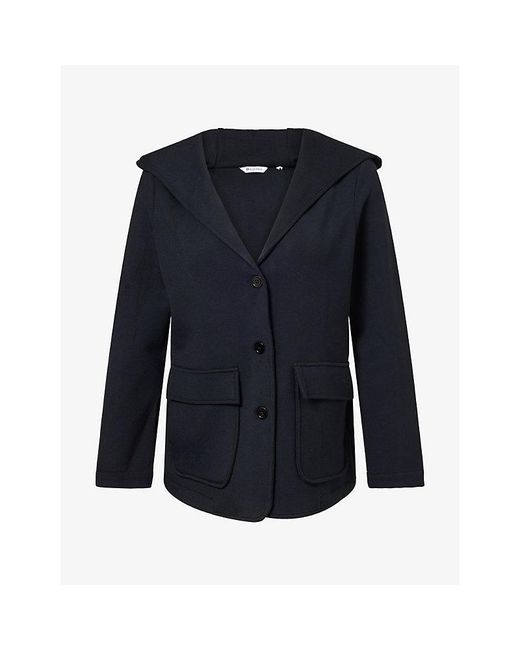 Kayanee Blue Hooded Stretch-Jersey Blazer