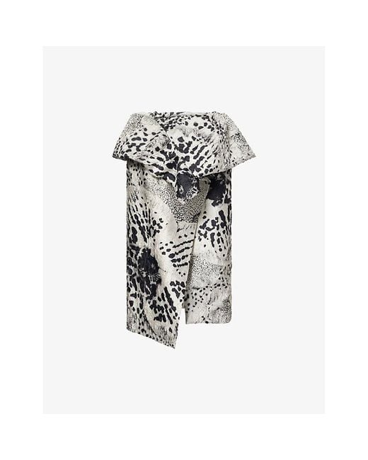 Dries Van Noten White Santi Floral-Jacquard Wrap-Front Satin Midi Skirt