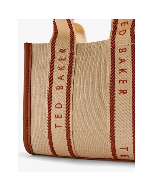 Ted Baker Brown Georjiy Mini Branded-webbing Canvas Tote Bag