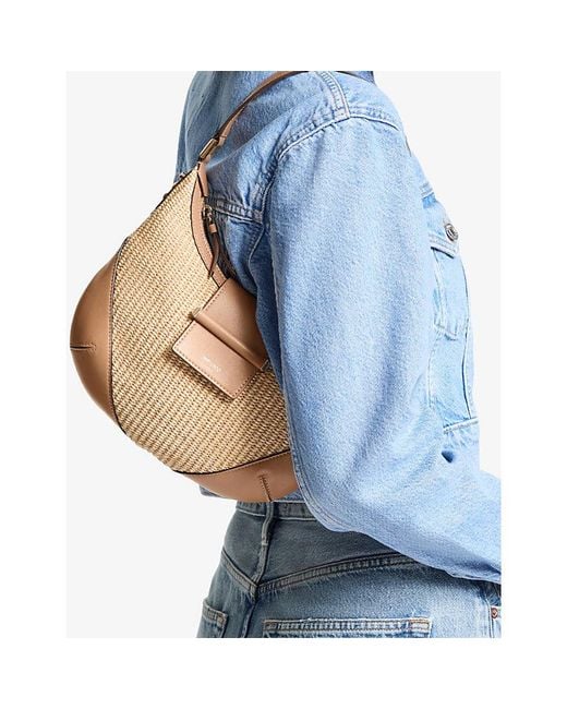 Jimmy Choo White Bar Raffia Small Hobo Bag