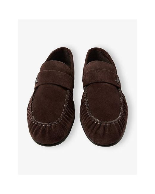 Jimmy Choo Brown Ellis Etched Velvet Suede Loafers for men