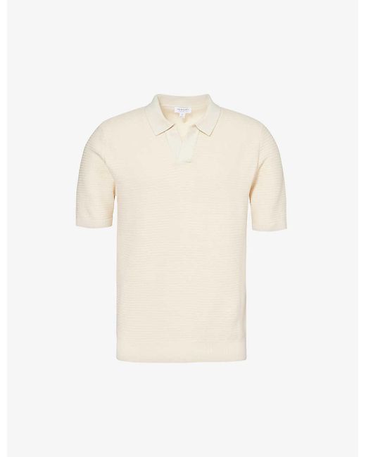 Sunspel White Spread-collar Relaxed-fit Cotton-knit Polo Shirt for men