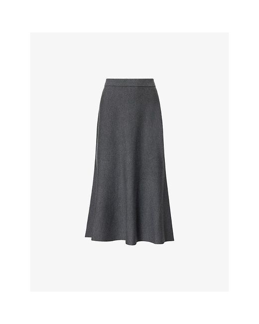 Jonathan Simkhai Gray Atwood Trumpet Wool Midi Skirt