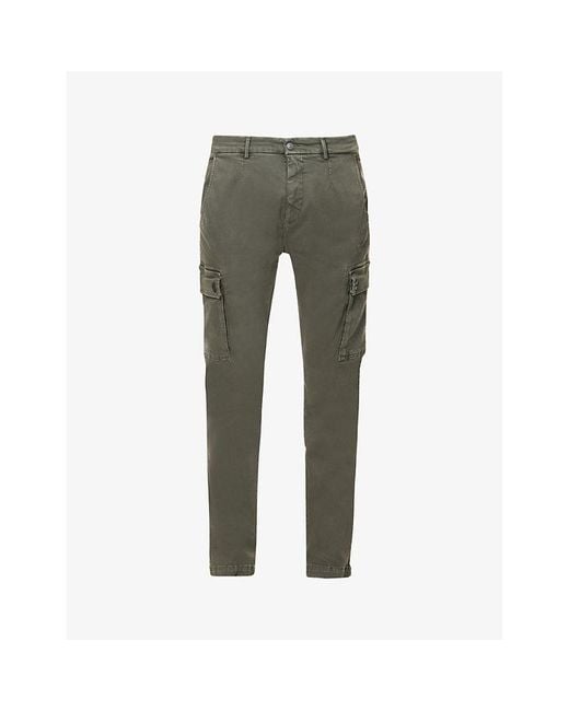 Replay Green Jaan Regular-fit Tapered-leg Stretch-cotton Blend Cargo Trousers for men