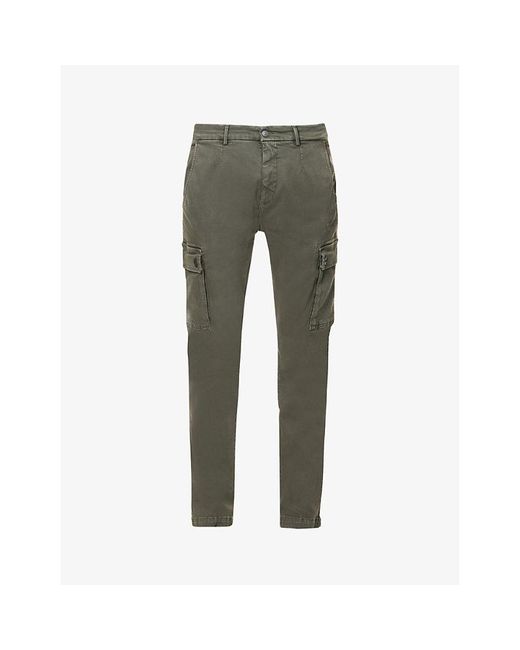 Replay Green Jaan Regular-fit Tapered-leg Stretch-cotton Blend Cargo Trousers for men