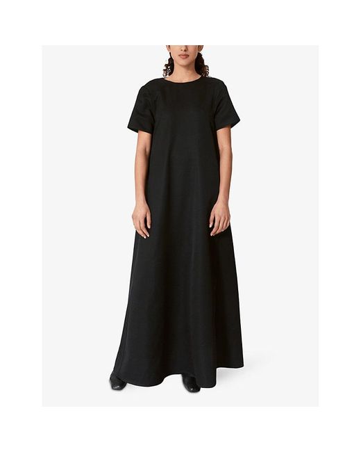 Lovechild Black Rosetta Round-neck Woven Maxi Dress