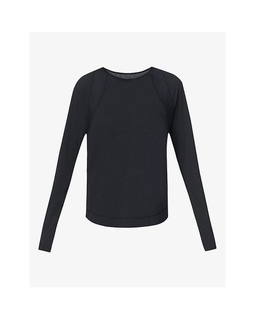 Sweaty Betty Blue Breathe Easy Long-Sleeved Stretch-Woven Top