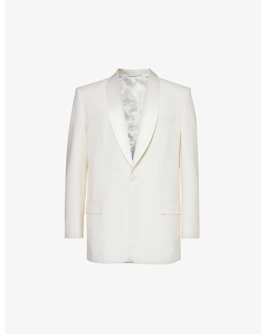 Givenchy White Shawl-lapel Regular-fit Wool-blend Jacket for men