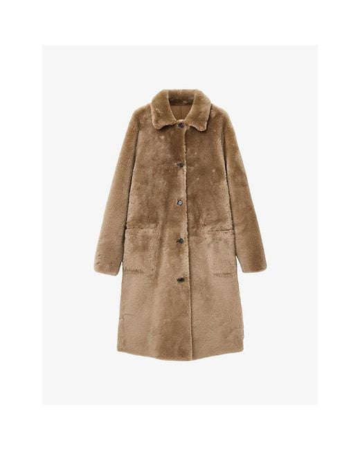 AllSaints Brown Serra Regular-Fit Reversible Shearling Coat