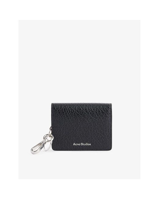 Acne Black Logo-embossed Key-ring Embellished Leather Card Holder for men