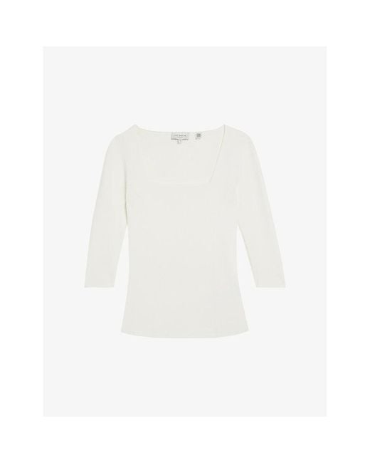 Ted Baker White Vallryy Square-neck Stretch-woven Top