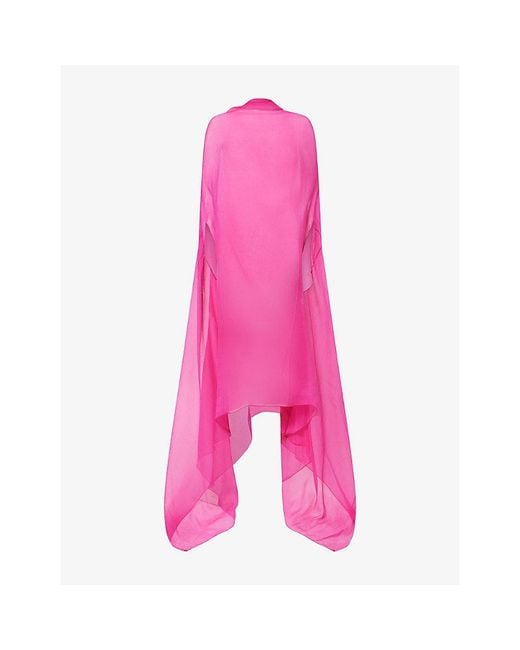 Dries Van Noten Pink Ducy Sheer Silk Midi Dress