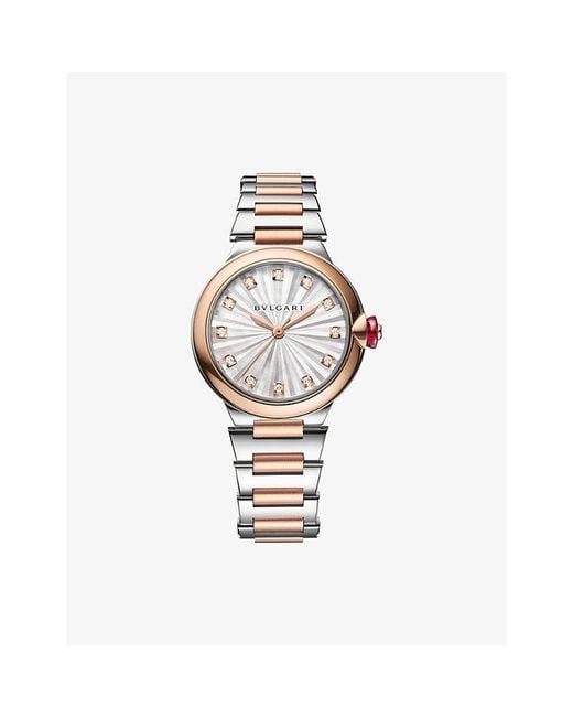 BVLGARI Metallic Lvcea 18Ct Rose- Stainless-Steel And 0.22Ct Diamond Automatic Watch