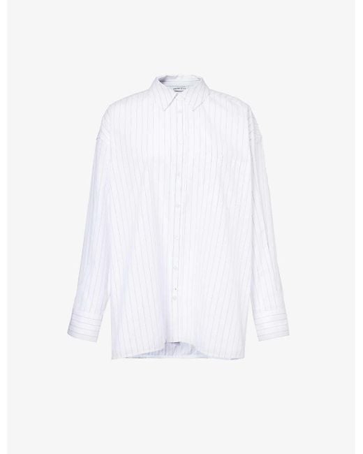 Anine Bing White Chrissy Striped Cotton Shirt