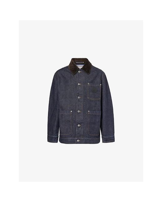 Loewe Blue Corduroy-Collar Regular-Fit Denim Jacket for men