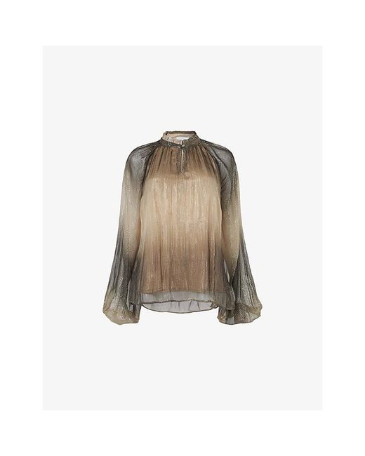 eem Natural Lurex Balloon Sleeve Top