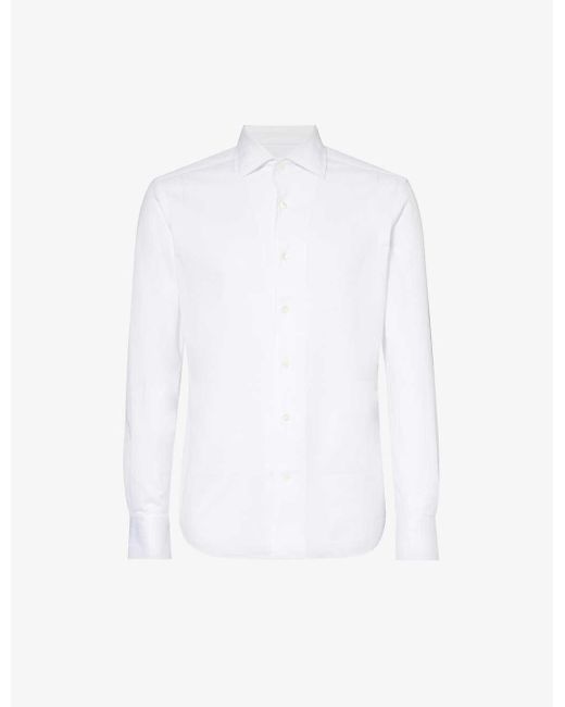 Corneliani White Spread-collar Slim-fit Cotton-jersey Shirt for men