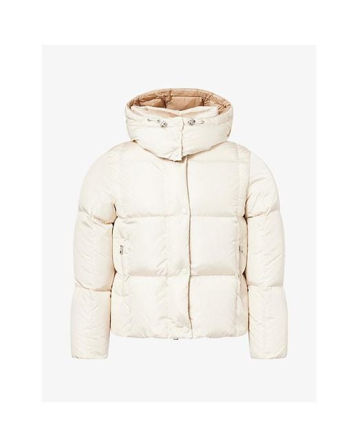 Moncler Natural Castelnew Detachable-Hood Shell Jacket