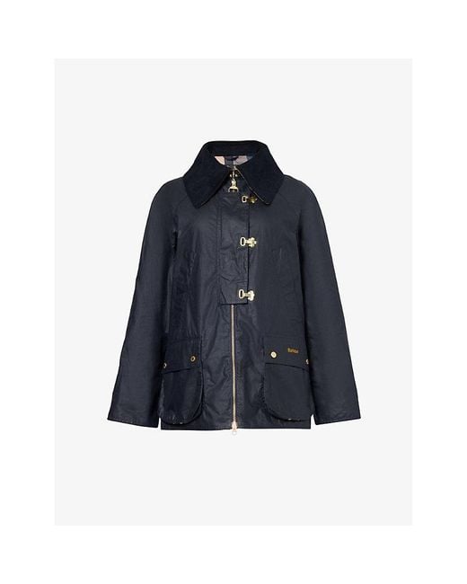 Barbour Blue Royal Vy Kelburn Corduroy-collar Regular-fit Waxed-cotton Jacket