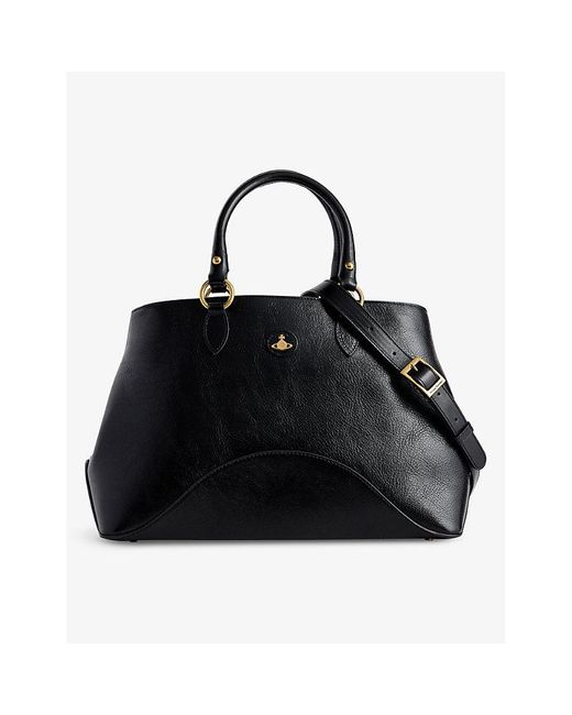 Vivienne Westwood Black Britney Medium Leather Tote Bag