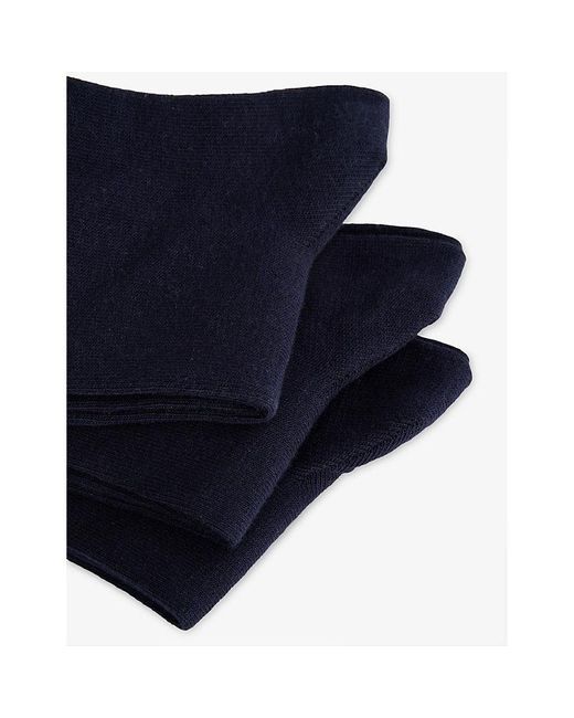 Calvin Klein Blue Logo Stretch-Cotton Crew Socks Pack Of Three for men