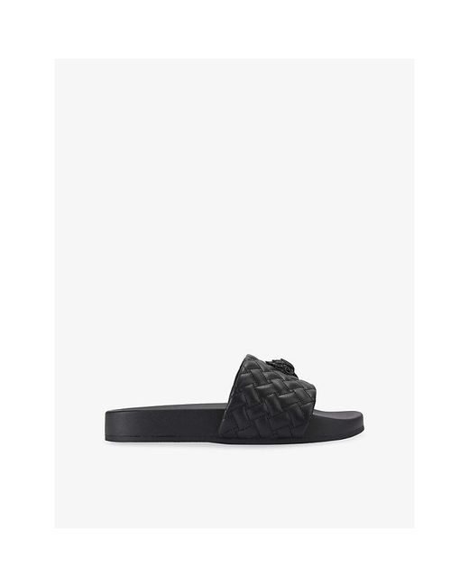 KG by Kurt Geiger Black Meena Eagle Faux-Leather Slides for men