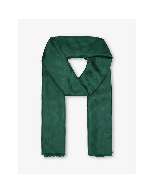 Burberry Green Giant Checked Silk Scarf