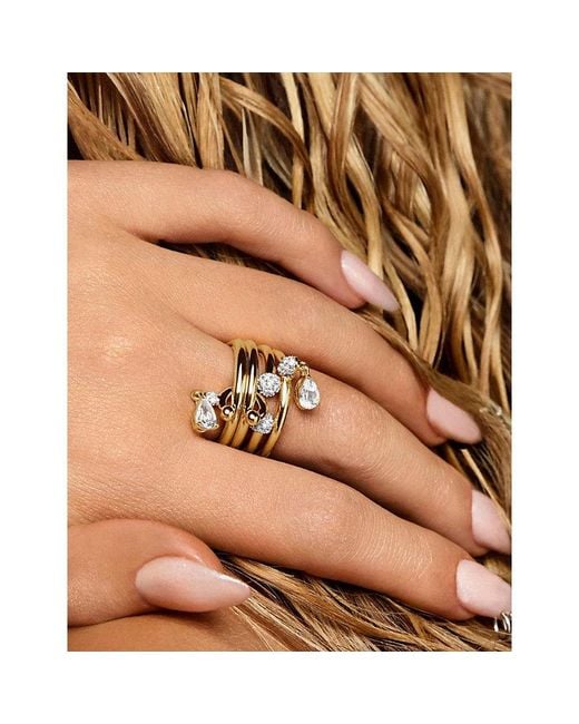 Iphoria White Mini Pierced 18Ct- Vermeil And Pear-Cut Topaz Drop Ring