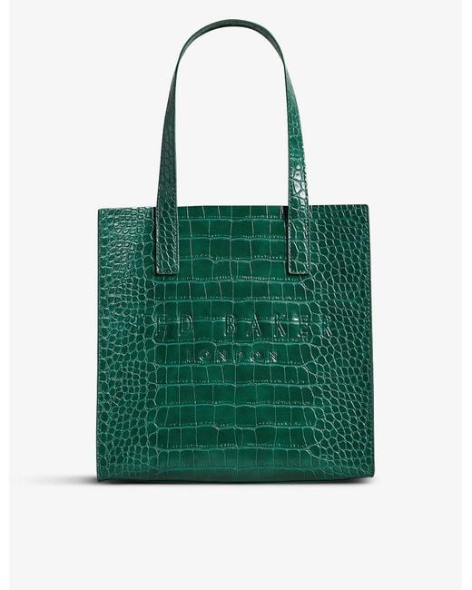 Ted Baker Green Reptcon Faux-leather Shopper Tote Bag
