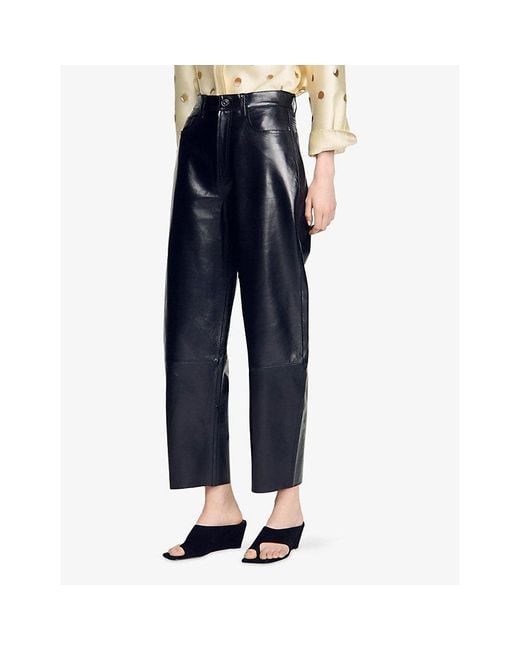 Sandro Black Toe-Post Suede Wedge Sandals