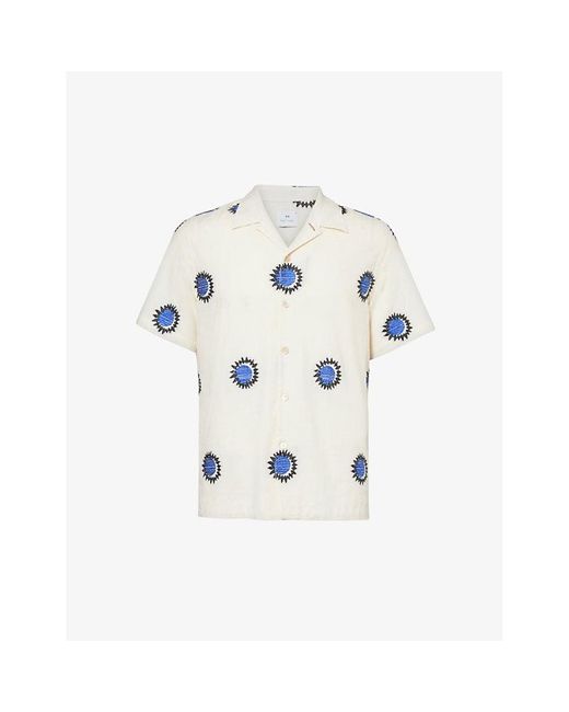 PS by Paul Smith White Casual Abstract-pattern Relaxed-fit Cotton-blend Shirt for men