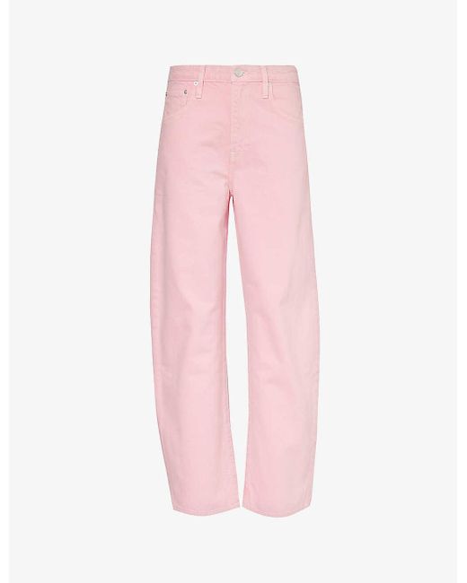 FRAME Pink Long Barrel Five-pocket High-rise Wide-leg Jeans