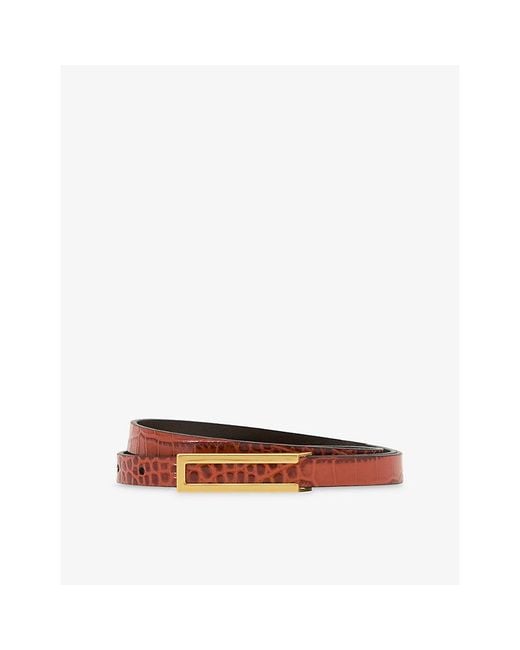 Reiss Natural Bronya Mock-Croc Leather Belt