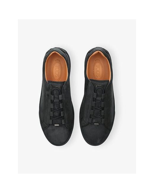 Tod's Black Allacciata Cassetta Suede Low-Top Trainers for men