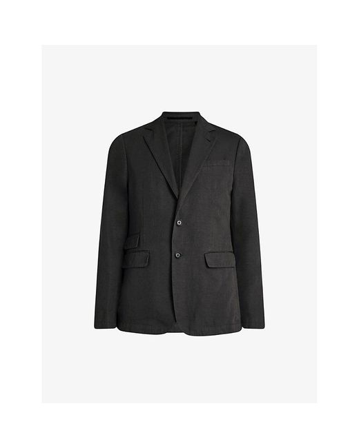 AllSaints Black Sainte Notch-lapel Cotton-blend Blazer for men
