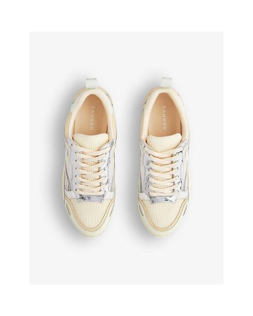 Sandro Natural Flame Contrast-panel Woven Low-top Trainers