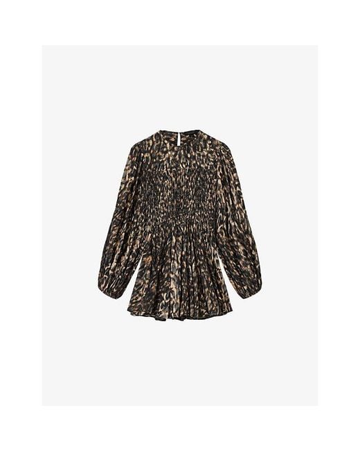 AllSaints Multicolor Chia Leopard-Print Cotton-Blend Mini Dress