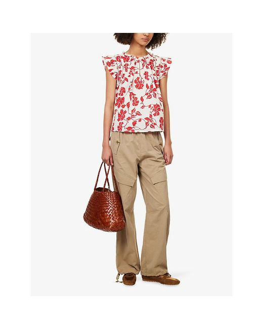 Rails Red Allea Floral-Printed Cotton Top