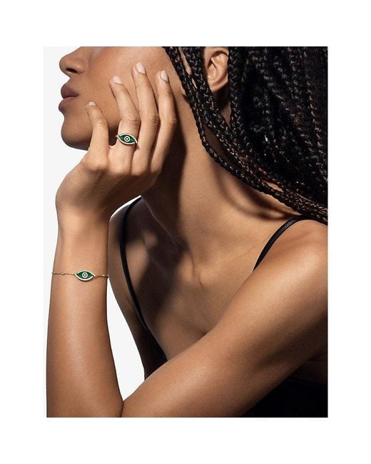 Messika White Lucky Eye 18Ct- Malachite And 0.32Ct Diamond Bracelet
