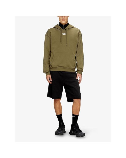 DIESEL Green Metallic-Logo Cotton Hoody for men