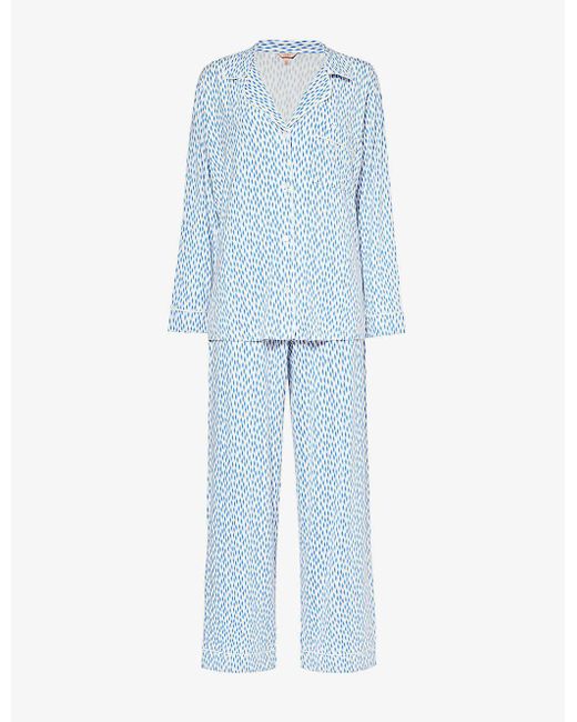 Eberjey Blue Gisele Abstract-pattern Stretch-jersey Pyjamas