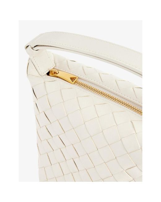 Bottega Veneta White Wallace Intrecciato-weave Leather Top-handle Bag