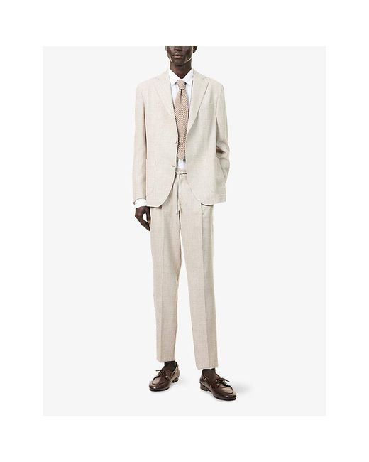 Eleventy Natural Notch-Lapels Tapered-Leg Wool, Silk And Linen Suit for men