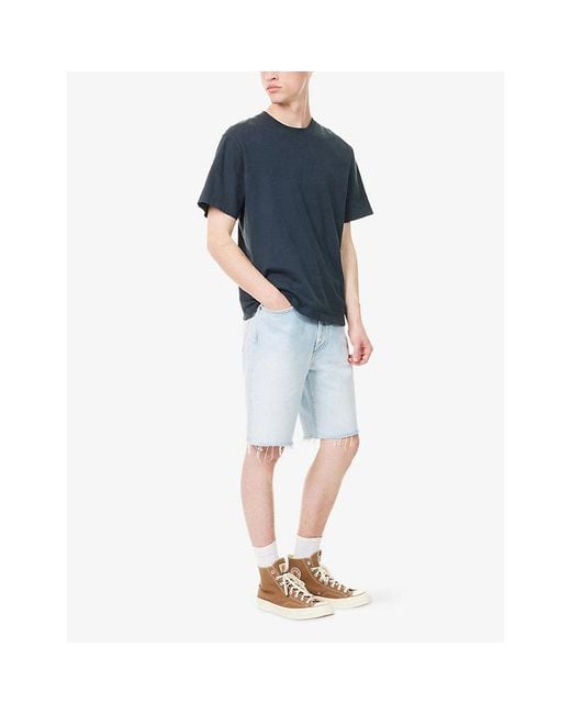 Agolde Blue Anson Frayed-Hem Denim Shorts for men